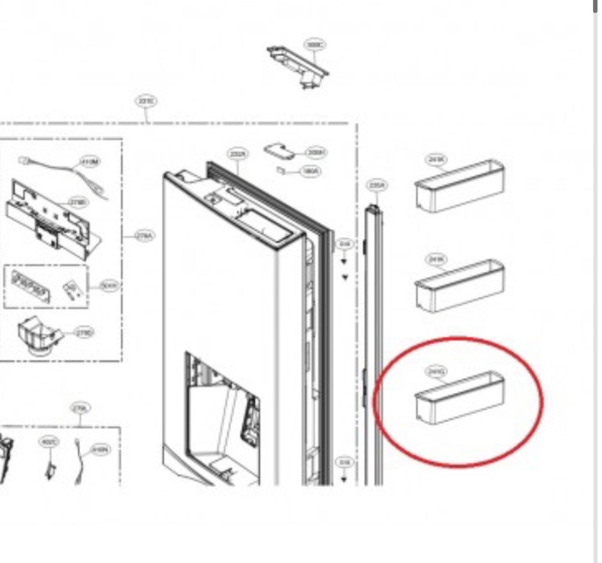 LG AAP74271302 (AAP74271303) Fridge Door Lower Shelf