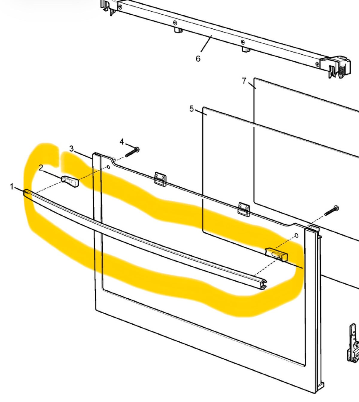 Westinghouse Oven/Stove Door Handle Kit 4056050125 with spacer and pedestal