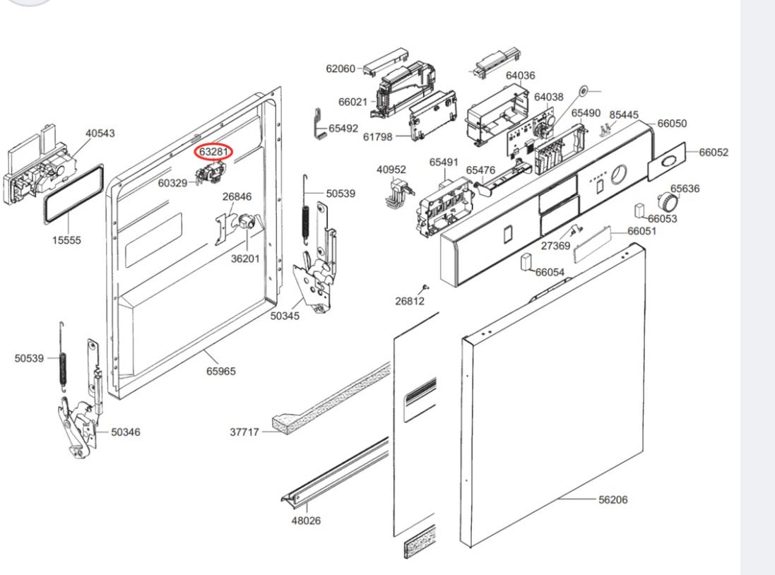Omega 697690208 Dishwasher Door Interlock Assy