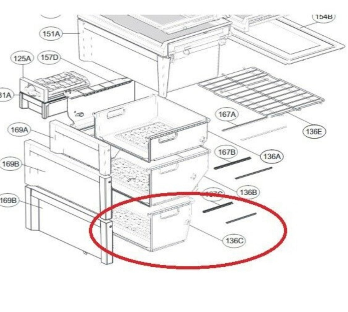 LG AJP73954601(freezing zone)Freezer Lower Drawer Tray-Gb-450U Gb-W450