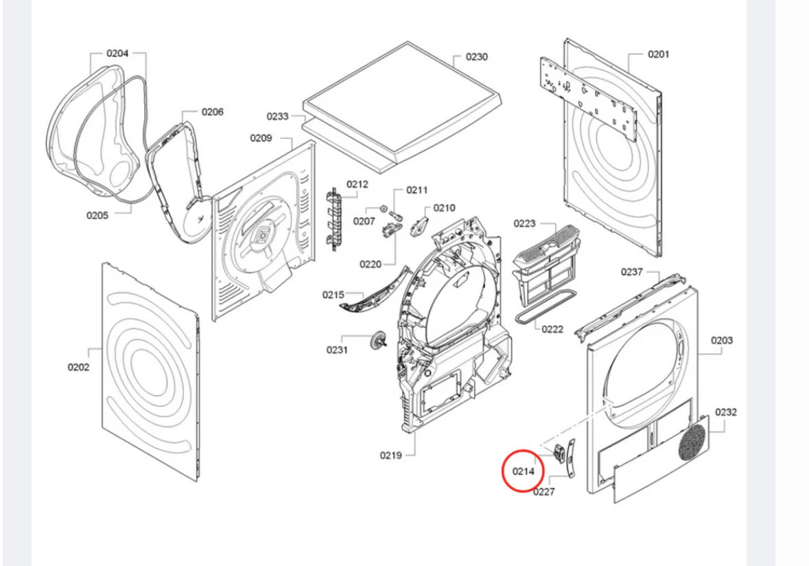 10022250 BOSCH DRYER DOOR LOCK (WTG86/WTW85/WTY88 SERIES)