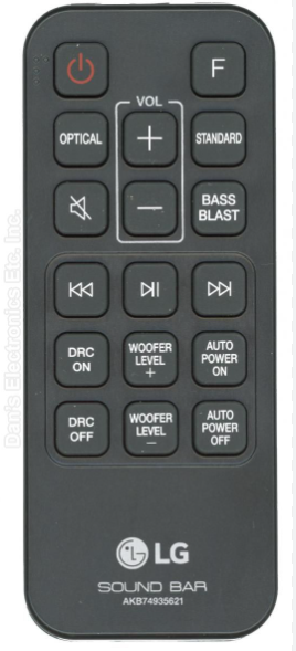 LG AKB74935621 Home Theatre S/Bar Remote Control