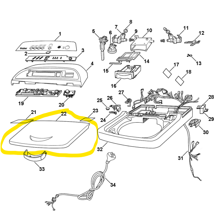 Haier H00330111282 Haier Tl Washer Top Lid-Hwm50Tlf