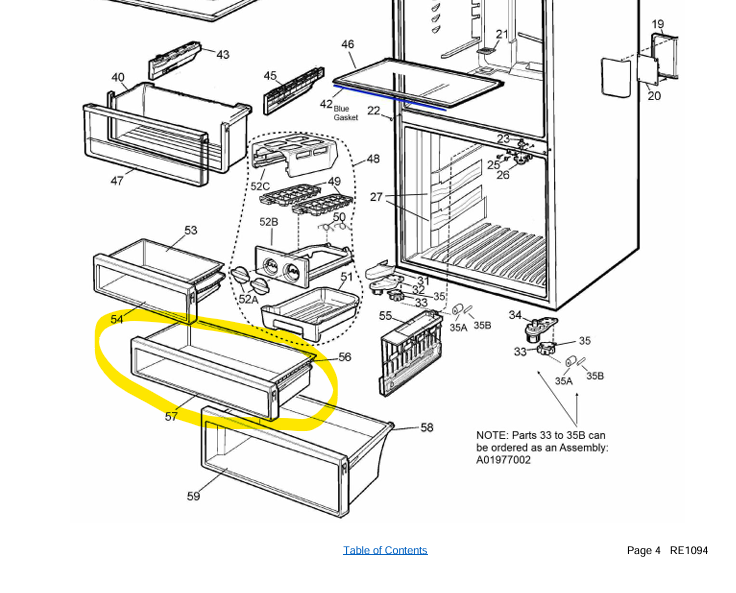 140010541088(A01054105) Westinghouse/Kelvinator/Electrolux Drawer Freezer Front Middle 80 Wh