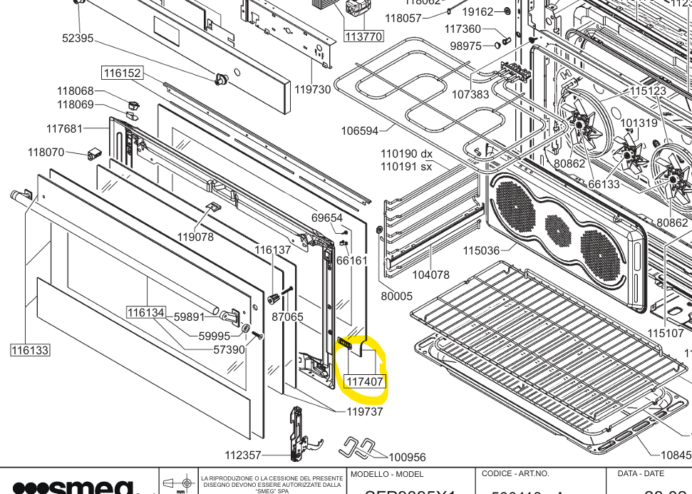 692534259 Smeg Oven Inner Glass - SFP9395X1