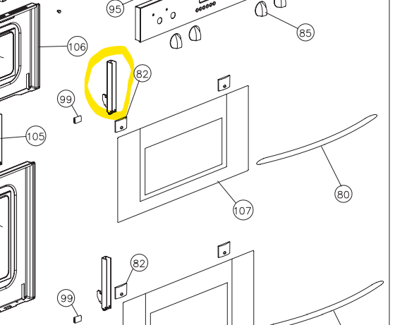 12600050 OMEGA/D&#39;AMANI DOOR HINGE SMALL OVEN UPPER OVEN Each