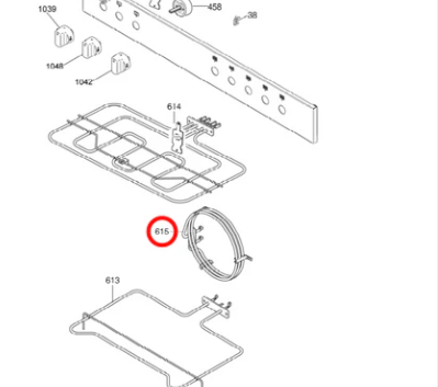 606045 (606043) Bertazzoni/Omega/Blanco/Baumatic Oven Triple Loop Fan Element 3000W