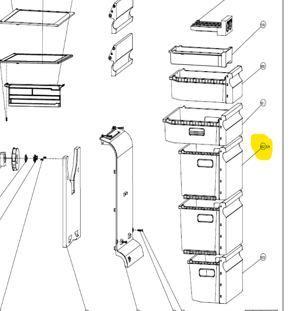 Westinghouse 1603296(4055888715) Freezer Lge Middle Drawer-Wfb2804Wa