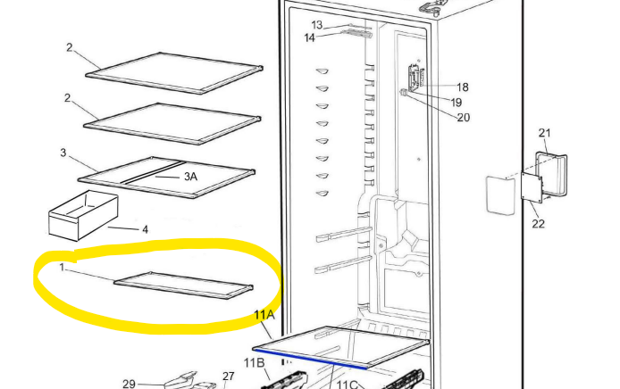 Westinghouse A02677001(140026770028) Fridge Short Shelf