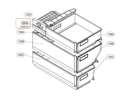 LG MKK63022402 Fridge Ice Bucket- GB-455WL