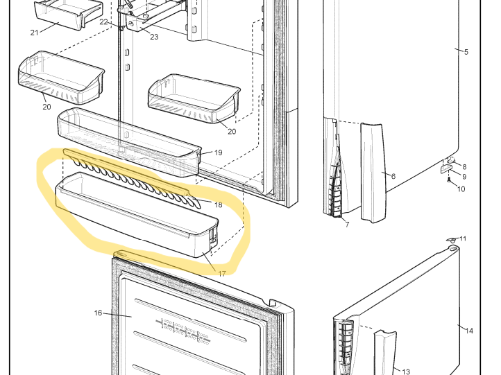 Westinghouse 1441944(50284218000) Electrolux Frigidaire Fridge Bottle Bin-bottom shelf