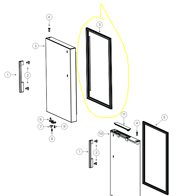 Haier H0060843952C Pc French Door Gasket