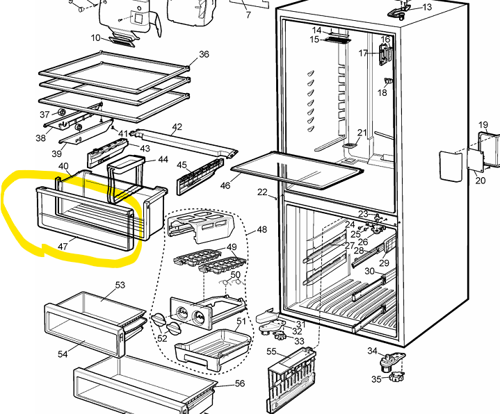Westinghouse A00793606(A00793616)(140007936168) Freezer Front Drawer Fasia Cover