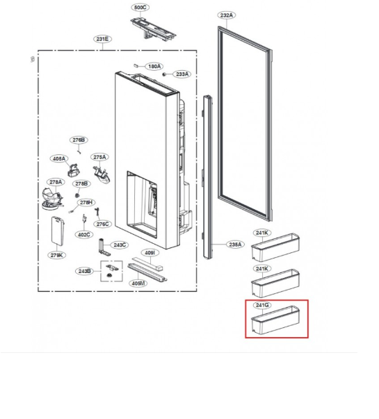 LG AAP74271341 Fridge Door Bottom Shelf Left Door