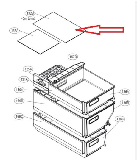 LG MHL64011704 Fridge Freezer Glass Shelf