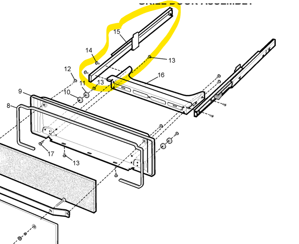 Westinghouse 0024010088 (85800240100884) Oven Double Action Slide Grill-