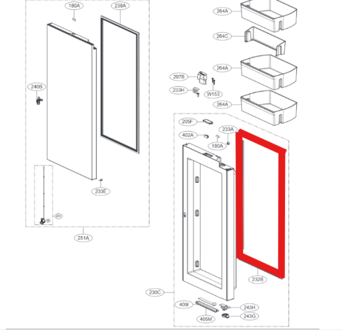 LG ADX72930499 Fridge Door Gasket Seal