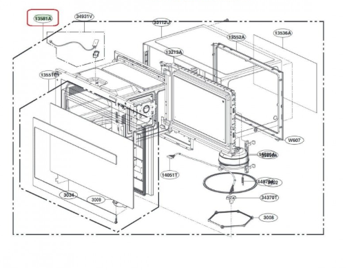 LG ADC75586614 Microwave Complete Door Assembly