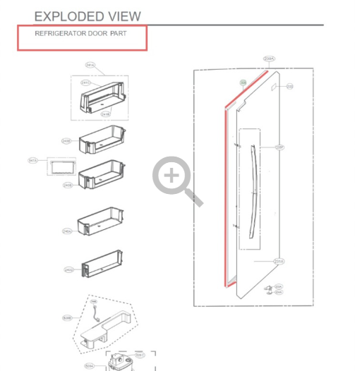 LG ADX62356401 (ADX72910107) Fridge Freezer Door Gasket/Seal